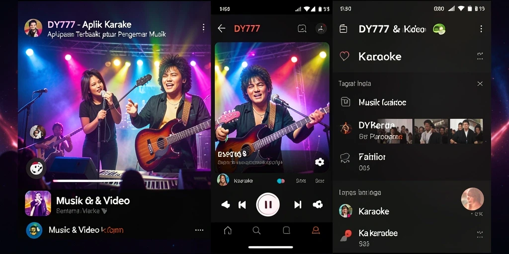 Tampilan antarmuka <strong>DY777</strong> yang menarik untuk pengalaman Karaoke.