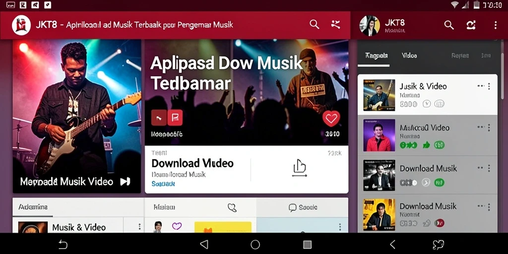 Antarmuka JKT8 yang sederhana dan modern untuk download musik.