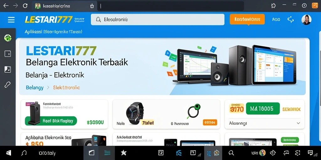 Antarmuka aplikasi LESTARI777 dengan berbagai pilihan produk elektronik.