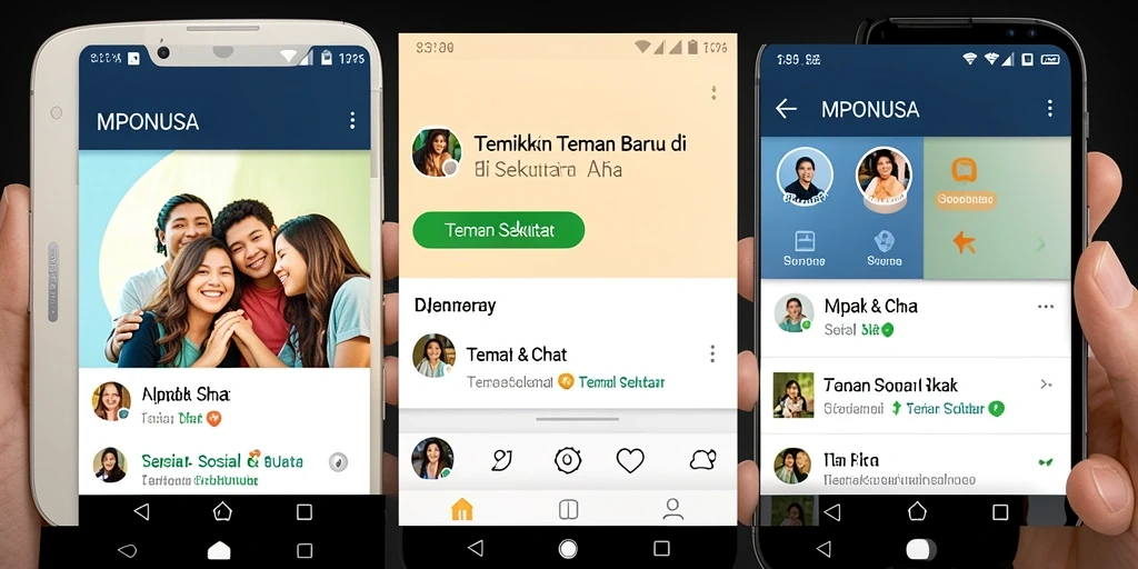 Antarmuka aplikasi MPONUSA menampilkan fitur Teman Sekitar yang menarik.
