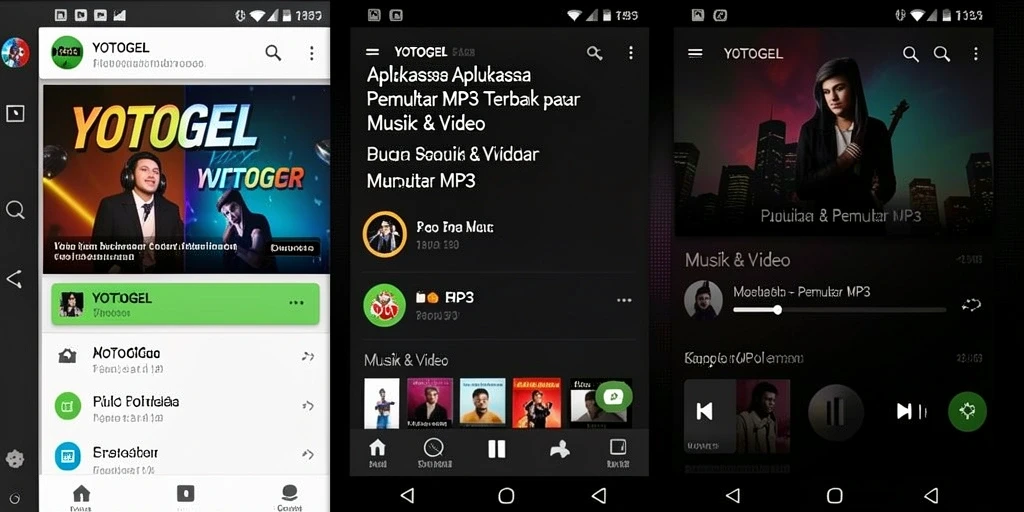 Antarmuka YOTOGEL yang modern dan fungsional untuk Pemutar MP3.
