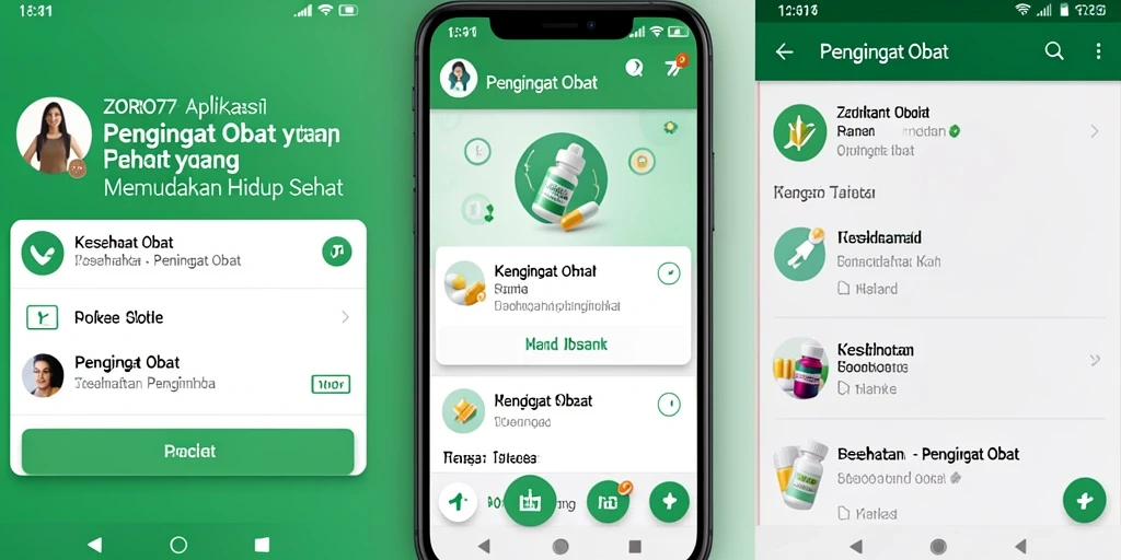 Antarmuka aplikasi ZORO77 untuk Pengingat Obat yang mudah digunakan.